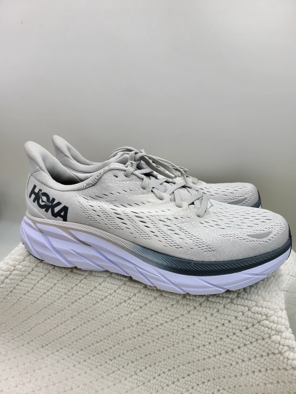 HOKA Clifton-Style Neutral Running Sneakers in Light Gray